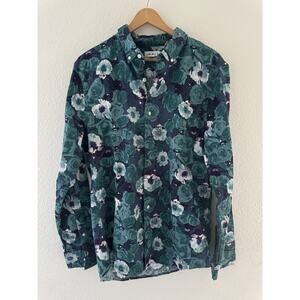 The Rail Flannel Shirt Mens Large Floral Green Button Up Long Sleeve NWOT